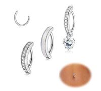 JeryWe 3-4pcs Clicker Piercing Nombril Anneau pour Femmes Acier Chirurgical Anneaux pour Boutons de Ventre Clicker CZ Fleur Papillon Inverse Piercing pour Le Nombril Corps Piercing Bijoux Style C