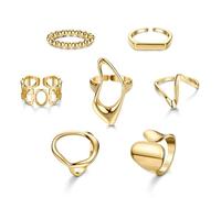 JeryWe 9 Pcs Open Rings for Women Girls Adjustable Knuckle Ring Set Gold Chunky Bohemian Rings Stackable Midi Finger Ring Minimalist Trend