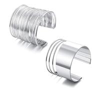 JeryWe Ensemble de 2 bracelets jonc manchette pour femme bracelets larges ouverts réglables plaqué or argent