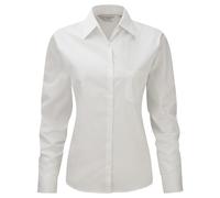Jerzees - Chemisier à manches longues 100% coton - Femme (XS - FR 36) (Blanc) - UTBC2734 Blanc