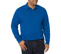 Jerzees Men's Long Sleeve Polo Shirts, Cotton Blend, Two Button Closure, Regular Fit, Sizes S-2x, Bleu Marine, XL Homme