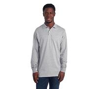 Jerzees Men's Long Sleeve Polo Shirts, Cotton Blend, Two Button Closure, Regular Fit, Sizes S-2x, Manches Longues-Oxford, S Homme