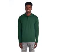 Jerzees Men's Long Sleeve Polo Shirts, Cotton Blend, Two Button Closure, Regular Fit, Sizes S-2x, Manches Longues-Vert forêt, XXL Homme