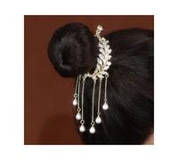 JERZO Bow Light Luxury Premium Feel épingle à Cheveux, épingle à Cheveux Wapiti Fleur bouclé épingle à Cheveux, Brillant élégant Pearl Queue de Cheval épingle à Cheveux (Ear of Wheat)