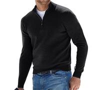 JERZO Sweat-Shirt zippé au Quart, Sweat à Capuche Essentials, Pull en Molleton, Sweat-Shirt en Molleton à col Montant (Black,2XL)