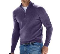 JERZO Sweat-Shirt zippé au Quart, Sweat à Capuche Essentials, Pull en Molleton, Sweat-Shirt en Molleton à col Montant (Purple,2XL)