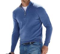 JERZO Sweat-Shirt zippé au Quart, Sweat à Capuche Essentials, Pull en Molleton, Sweat-Shirt en Molleton à col Montant (Blue,2XL)