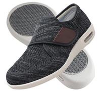 Jesajemi Chaussures pieds larges, chaussures orthopédiques homme chaussures légéres d'été pieds larges et gonflés pour homme chaussures diabétiques pour hommes(Black Gray,46 EU)