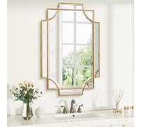 Jesantab Miroir de salle de bain rectangulaire doré pour mur, 61 x 91,4 cm, miroir de courtoisie biseauté moderne poli pour entrée, salon, chambre à coucher (horizontal/vertical)