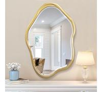 Jesantab Miroir mural irrégulier, 61 x 91,4 cm, doré asymétrique, miroir de courtoisie pour salle de bain, chambre à coucher, entrée