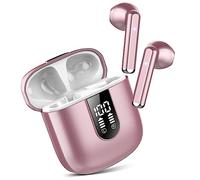 Jesebang Casque Bluetooth, Écouteurs 5.4 avec Stéréo HiFi Immersif, Mini Intégré 4 HD Mic, Casque Bluetooth IP7 Imperméables, Confort Casque sans Fil avec LED 30 Heures, Rose Gold (2025)