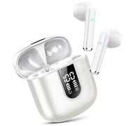 Jesebang Casque Bluetooth, Écouteurs 5.4 avec Stéréo HiFi Immersif, Mini Intégré 4 HD Mic, Casque Bluetooth IP7 Imperméables, Confort Casque sans Fil avec LED 30 Heures, Blanc Nacré (2025)