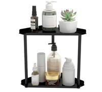 Jesginboo Organiseur de comptoir de Salle de Bain à 2 Niveaux, étagère d'angle, Soins de la Peau, organiseurs de comptoir de Maquillage, Cuisine, comptoir de Salle de Bain, Noir