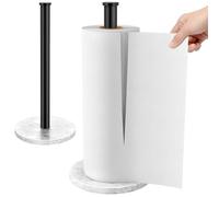 Jesginboo Support de Papier essuie-Tout de Cuisine avec Base en marbre Naturel pour Rouleaux de Taille Standard et Grande (Noir, 1 pièce)