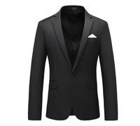 JEShifangjiusu 1 Bouton Costume De FêTe pour Homme Couleur Unie Blazer De Smoking DéContracté pour FêTes à ThèMe (Noir A1,3TG)