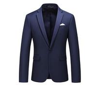 JEShifangjiusu 1 Bouton Costume De FêTe pour Homme Couleur Unie Blazer De Smoking DéContracté pour FêTes à ThèMe (Caché Bleu A1,TG)