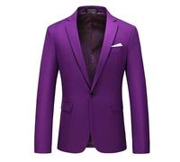 JEShifangjiusu 1 Bouton Costume De FêTe pour Homme Couleur Unie Blazer De Smoking DéContracté pour FêTes à ThèMe (Violet A1,TG)