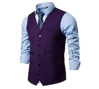 JEShifangjiusu Gilet de costume d'affaires solide pour homme, coupe droite, slim robe de mariage gilet (Violet C1,M)