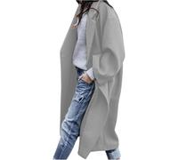 JEShifangjiusu Manteau De Laine MéLangé Pour Les Dames Occasionnelles, Une Longue Veste à Collier En Une Seule RangéE (Gris,4TG)