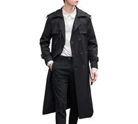 JEShifangjiusu Un manteau décontracté à collier masculin Trench, avec un long manteau à l'épreuve du vent avec une ceinture chaude (Le Noir,7XL)