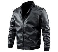 JEShifangjiusu Veste à ChaîNe à TraîNe En Cuir Artificiel Pour Hommes Veste De Locomotive DéContractéE, Manteau De Locomotive RéParateur, Poche à Fermeture (Le Noir,8XL)