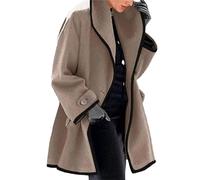 JEShifangjiusu Veste En MéLange De Laine Pour Femme, Longue Veste à Col Montant à Boutons Simples (Couleur Café2,4TG)