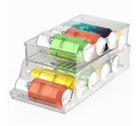 JESIFFY Organisateur de boîtes de conserve pour réfrigérateur, 2 compartiments - Tiroir à roulettes - Distributeur de canettes pliable - Réfrigérateur - Pour boissons de 250 ml/330 ml - Sans BPA