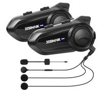 JESIMAIK CVC8.0 Lot de 2 casques Bluetooth pour moto, système de communication interphone bidirectionnel avec suppression du bruit CVC8.0 avec 2 micros et haut-parleur de 40 mm, partage de musique