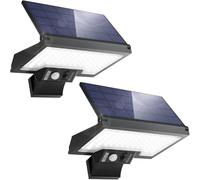 JESLED Lampe Solaire Exterieur, 108LEDs Projecteur LED Exterieur Detecteur de Mouvement, 2600mAh Rotatif Lu, 4 Modes, Applique Murale De Sécurité étanche Sans Fil, 2 Paquet
