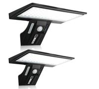 JESLED Lampe Solaire Exterieur, 2 Pack 90 LED 2600mAh Détecteur de Mouvement Éclairage Étanche Sans Fil Lampe de Sécurité Mural pour Jardin(Pile Remplaçable)