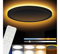 JESLED Plafonnier LED Avec Télécommande, Lumière Principale de 24W Avec Une Lumière de Nuit Arrière de 6w, 3000k-6500k Dimmable éclairage de Plafond Applicable à Salon, Salle De Bain, Chambre Ø30cm