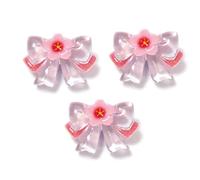 JESMING Lot de 5 breloques en forme de nœud en fleur de cerisier pour chaussures de sabots et sac à Bogg, breloques en acrylique avec bouton doux et transparent à l'arrière, accessoires décoratifs