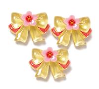 JESMING Lot de 5 breloques en forme de nœud en fleur de cerisier pour chaussures de sabots et sac à Bogg, breloques en acrylique avec bouton doux et transparent à l'arrière, accessoires décoratifs