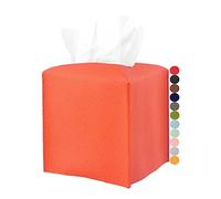 JESMINI Housse de boîte à mouchoirs carrée Orange - Support de boîte à mouchoirs avec ceinture inférieure [JESMINI] Porte-mouchoirs moderne en cuir synthétique pour décoration d'intérieur d'automne