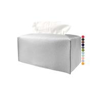 JESMINI Housse de boîte à mouchoirs rectangulaire en cuir synthétique de taille normale Argenté