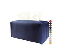JESMINI - Housse de boîte à mouchoirs rectangulaire en Cuir synthétique Moderne avec Ceinture inférieure [JESMINI, Bleu Marine] pour Salle de Bain, Meuble-lavabo, comptoir, Tables de Nuit/Bureau