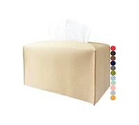 JESMINI Housse de boîte à mouchoirs rectangulaire en cuir synthétique moderne avec ceinture inférieure [Beige] pour salle de bain, comptoir, table de nuit, bureau
