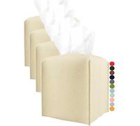 JESMINI Lot de 4 boîtes à mouchoirs carrées en cuir synthétique moderne pour salle de bain, table de nuit, bureau, table à manger et voiture, 12,7 x 12,7 x 12,7 cm