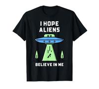 J'espère Que Les extraterrestres croiront en Moi : Vaisseau Spatial Stickman Galaxy Funny T-Shirt Graphique avec Valeur