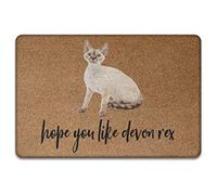 J'Espère Que Vous Aimez Devon Rex, Tapis De Chat Drôle Paillasson De Bienvenue Doux Paillasson D'Entree Antidérapant Tapis De Porte pour Bain Terrasse D'Entrée 40X60Cm
