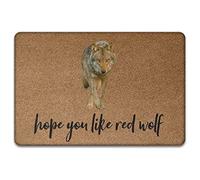 J'Espère Que Vous Aimez Le Loup Rouge, Tapis Animal Drôle Paillasson De Bienvenue Résister À La Saleté Paillasson D'Entree Confortable Tapis De Porte pour Terrasse Salon D'Entrée 40X60Cm