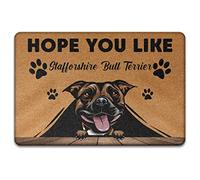 J'Espère Que Vous Aimez Le Stafforshire Dog Terrier, Amoureux des Chiens Drôles Tapis De Bain Doux Tapis De Porte Absorbant Paillasson De Bienvenue pour Intérieur Bain Terrasse 40X60Cm