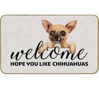 J'Espère Que Vous Aimez Les Chihuahuas Welcome Paillassons Lavable en Machine Paillasson D'Entree Absorbant Tapis De Douche pour Extérieur Salon Baignoire 40X60 Cm