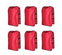 Jessedaa 6 Bavoirs de Football pour Les Juniors et Les Adultes Bavoirs d'entraînement Sportif Parfaits pour Les Gilets de Football/Football/Rugby/Netball Rouge Hommes (Large/X-Large)