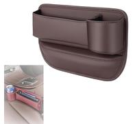 Jessena Car Leather Cup Holder Gap Bag, 2024 New Car Seat Storage Bag with Cup Holder, Adjustable Car Seat Storage Box, Car Seat Gap Filler Organizer (for Passenger Seat,Brown)