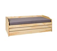 JESSICA - Lit Gigogne 3 Couchages 90x200cm Bois Massif Vernis Naturel