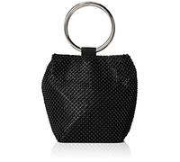 Jessica McClintock Womens Gwen Ball Mesh Ring Wristlet Pouch Clutch, Sac de soirée Femme, Noir, Taille Unique