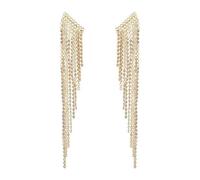 Jessica Simpson Boucles d'oreilles pendantes pour femme, boucles d'oreilles à franges argentées ou dorées avec cristaux, Aluminium, Pas de gemme