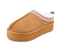 Jessica Simpson Chaussons en microdaim pour femme, beige marron clair, Small