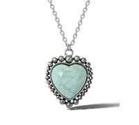 Jessica Simpson Collier en forme de cœur pour femme - Collier avec pendentif en forme de cœur turquoise 50,8 cm + 5,1 cm